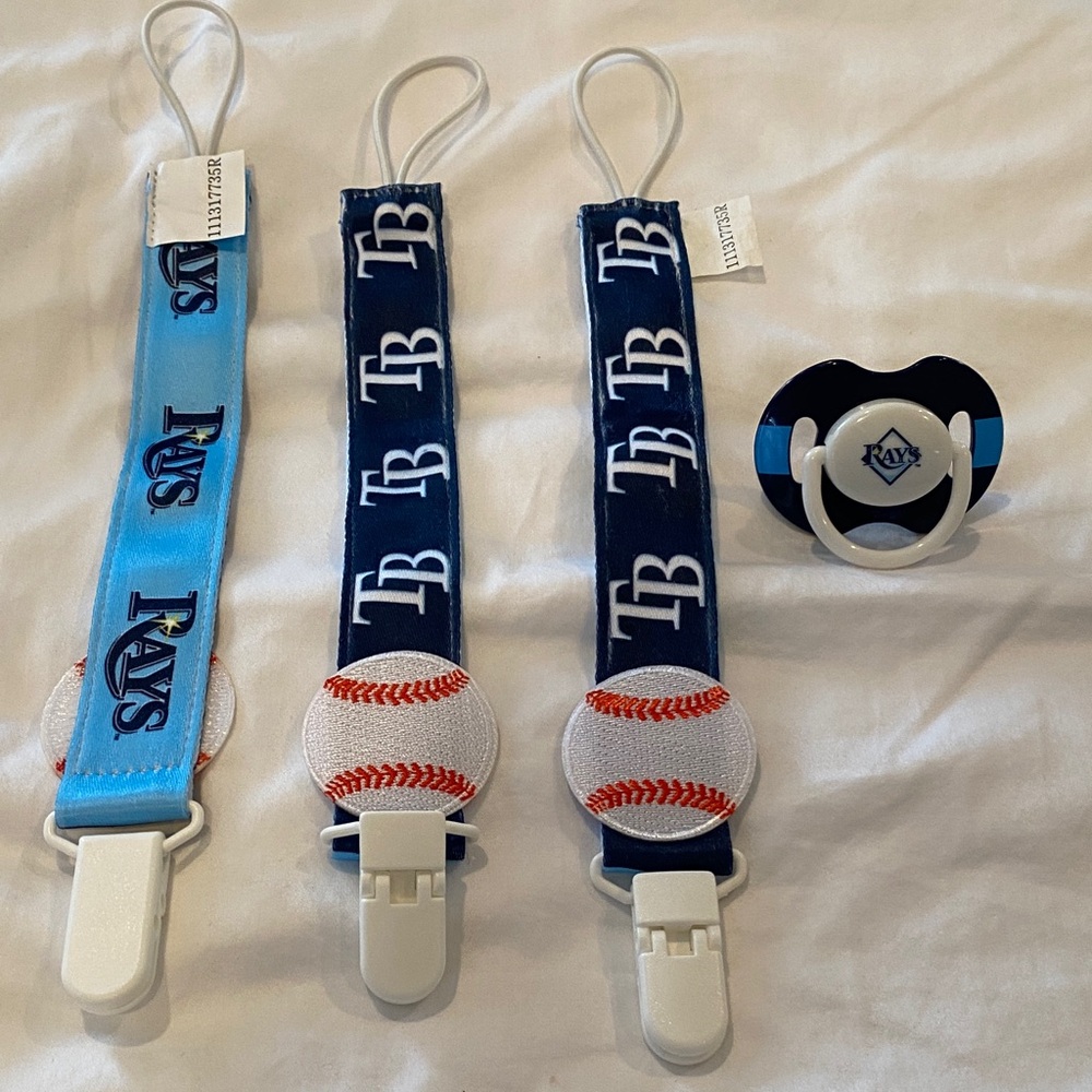 MLB Tampa Bay Rays Pacifier Clip Set - Blue and Black